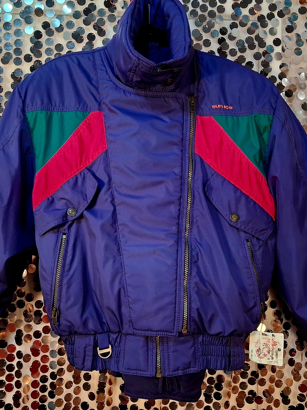 Oliver Tree's Vintage 80's Purple Colorblock Puffer Jacket/ Pant